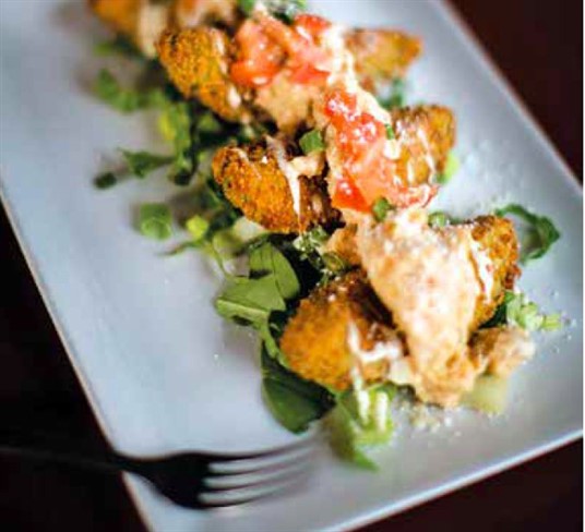 Fried Avocado with Shrimp and Crab