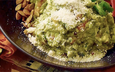 Image for Kicked-Up Guac with Pickled Veggies and Toasted Pumpkin Seeds